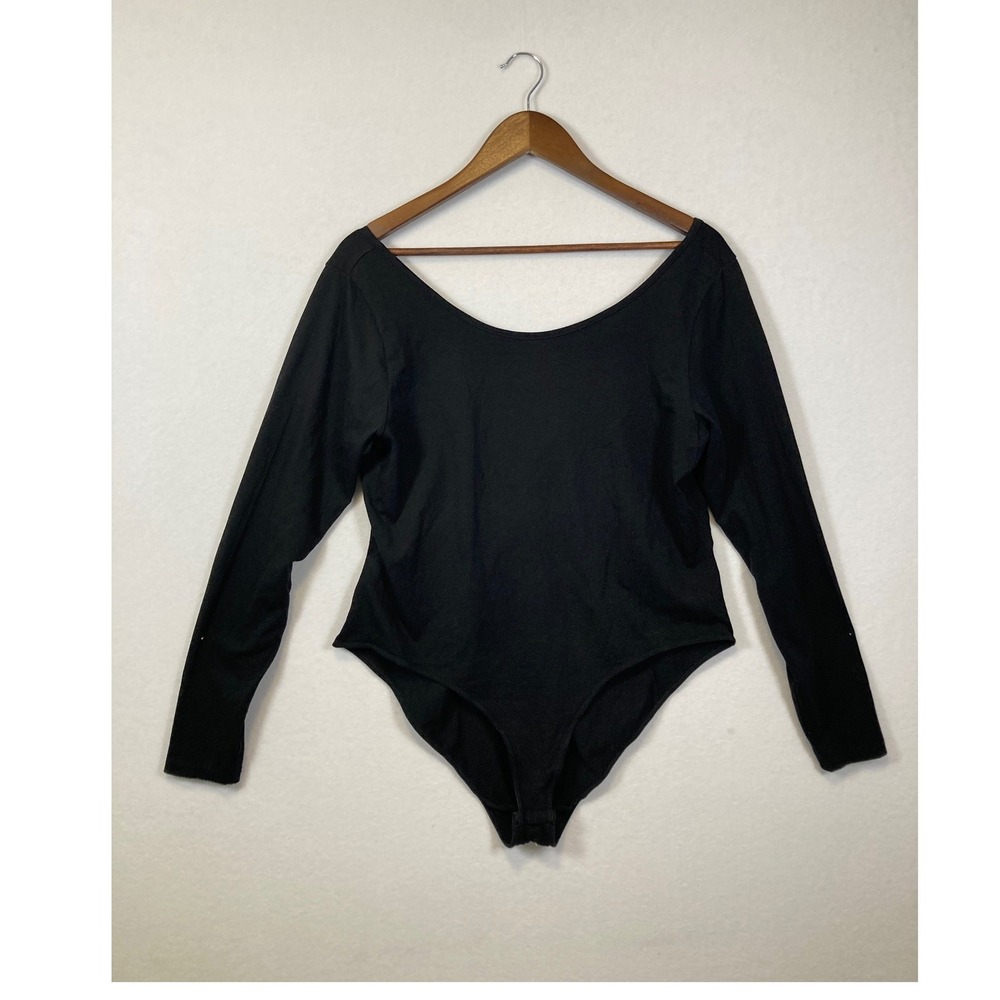 H M Basics Black Long Sleeve Scoop Neck Bodysuit‎ Women's XL